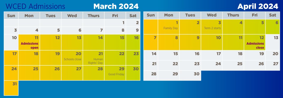 Admissions calendar 2024
